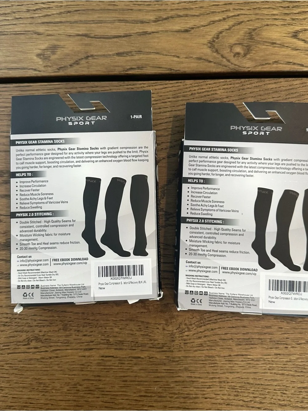 Physix Gear Stamina Graduated Compression Socks 20-30 mmHg Black L/XL 2 Pairs